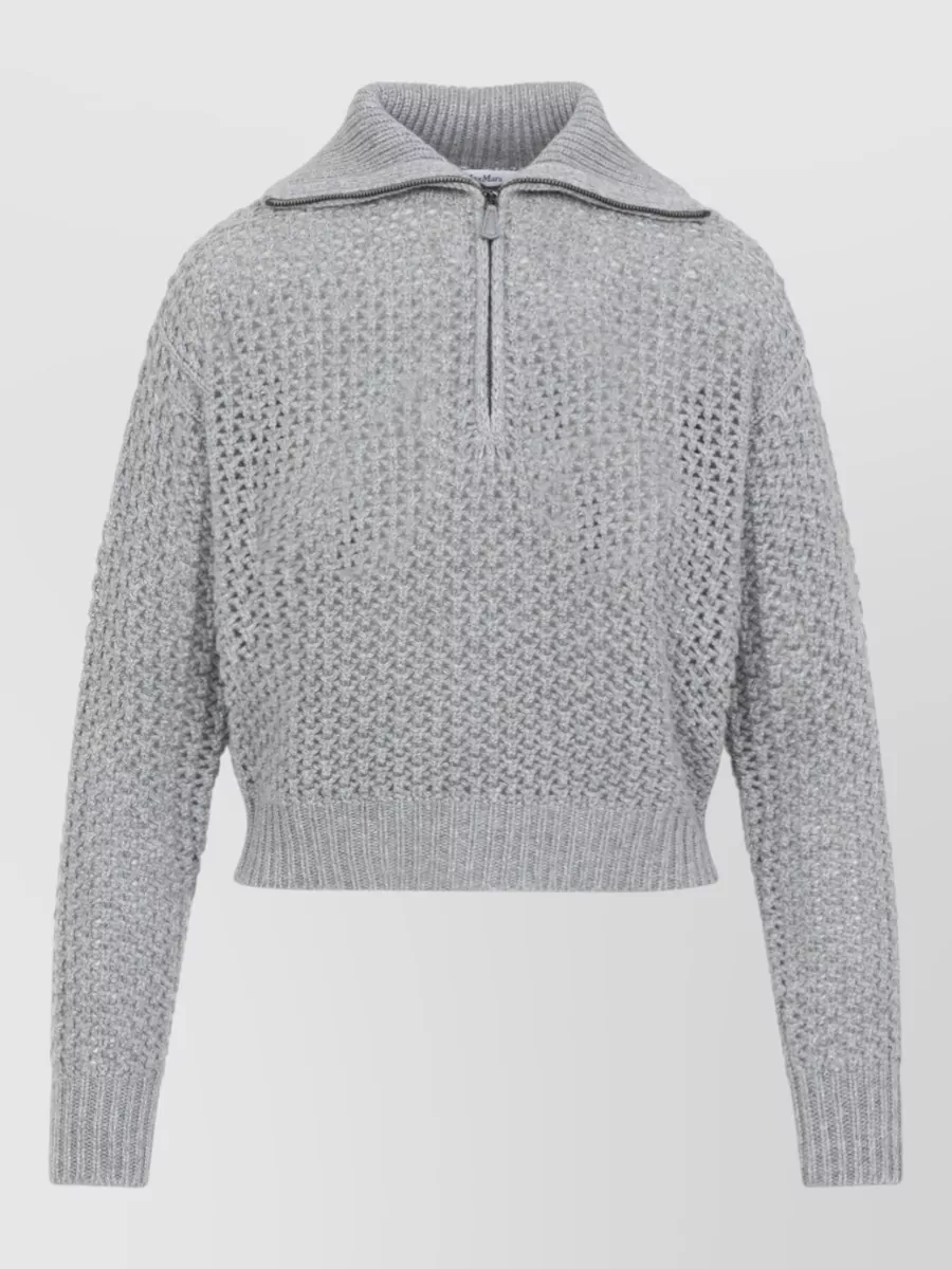 Max Mara Cashmere Cropped Half Zip Jumper