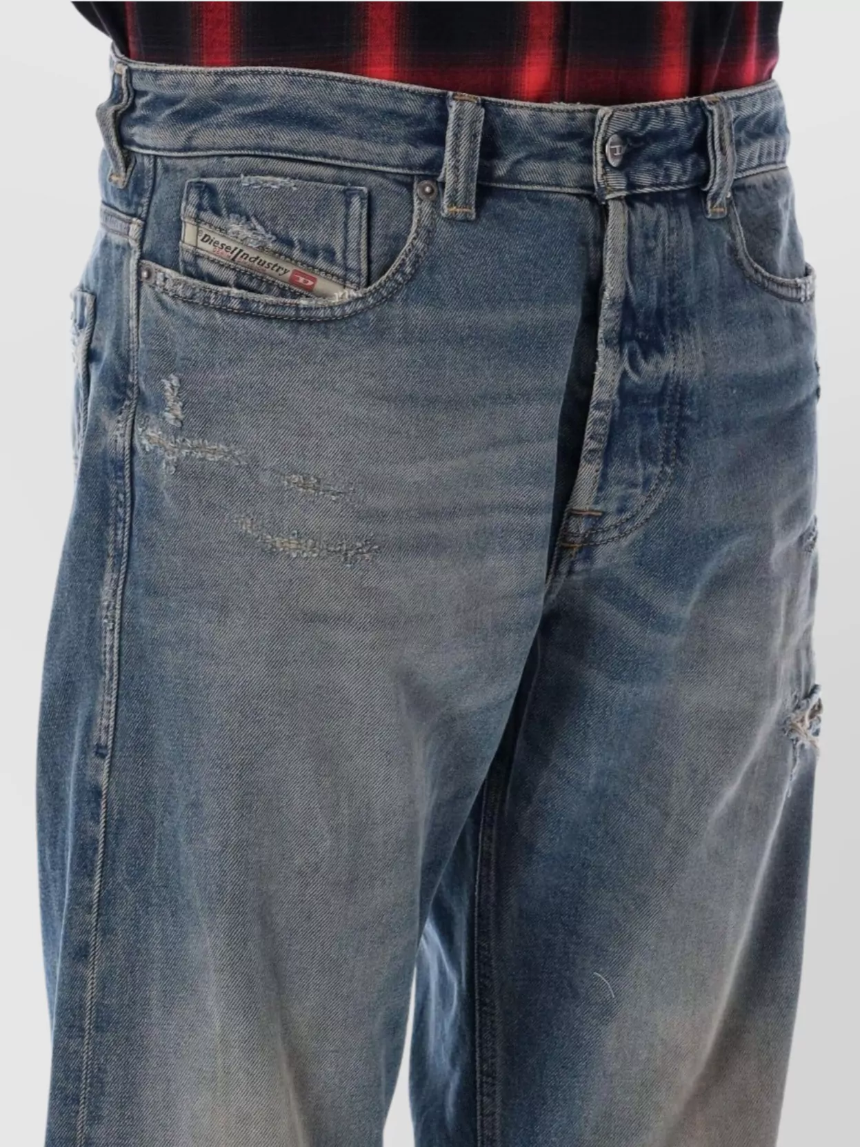 Diesel Deeper Jeans With Belt Loops And Faded Wash
