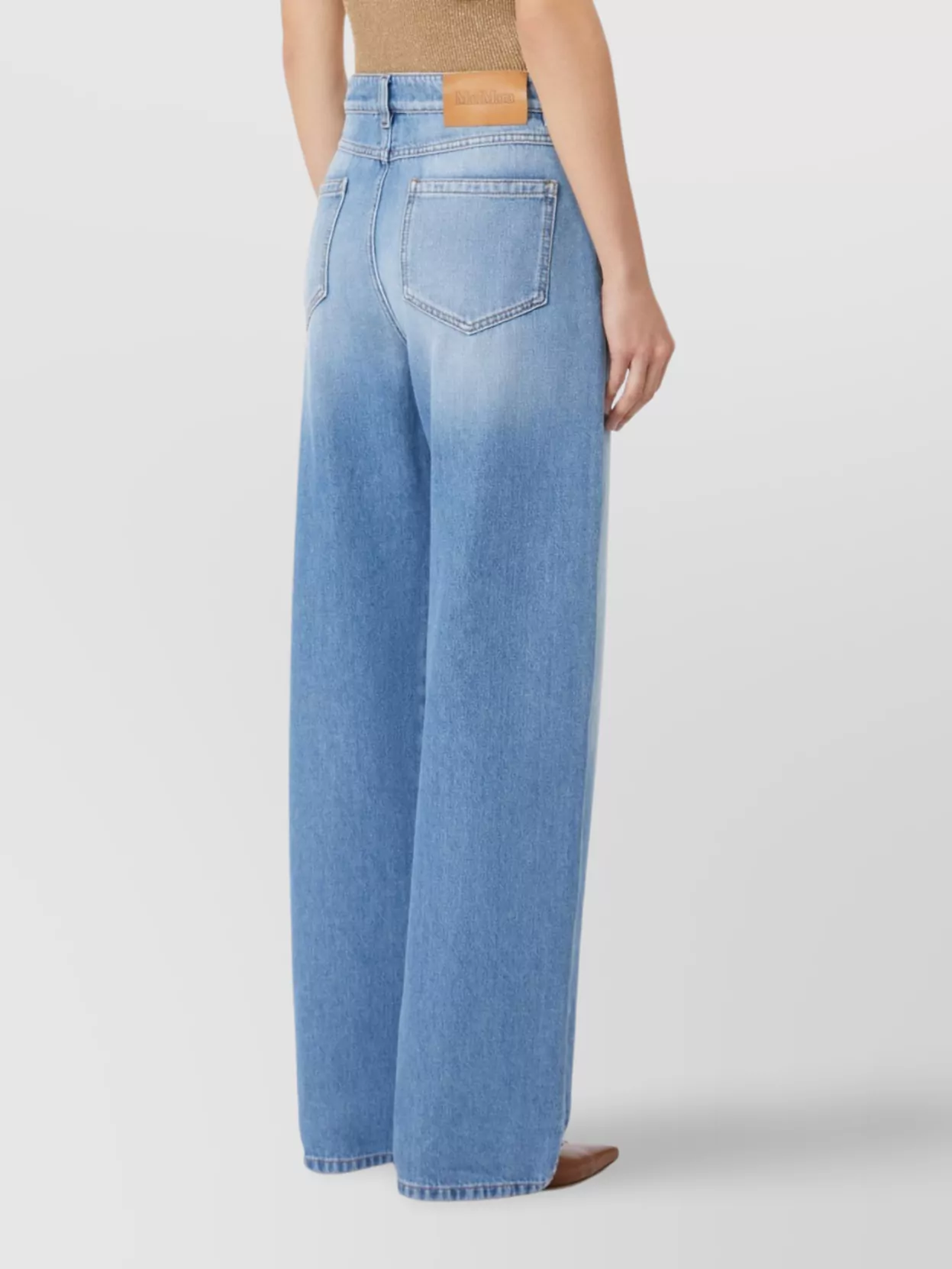 Max Mara Denim Trousers Wide-Leg Faded Wash