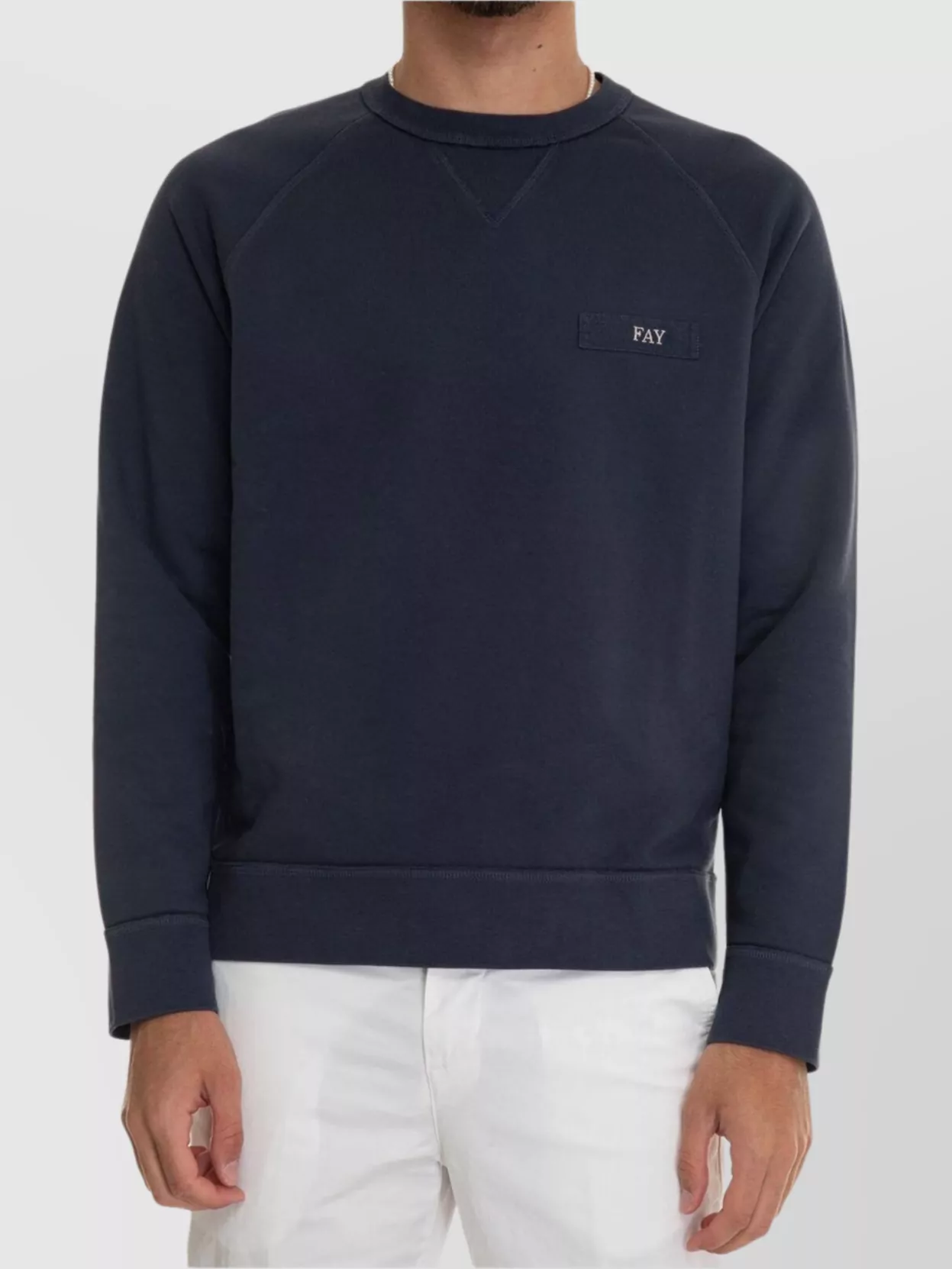 Fay Crew Neck Raglan Sleeves Ribbed Cuffs Sweaters