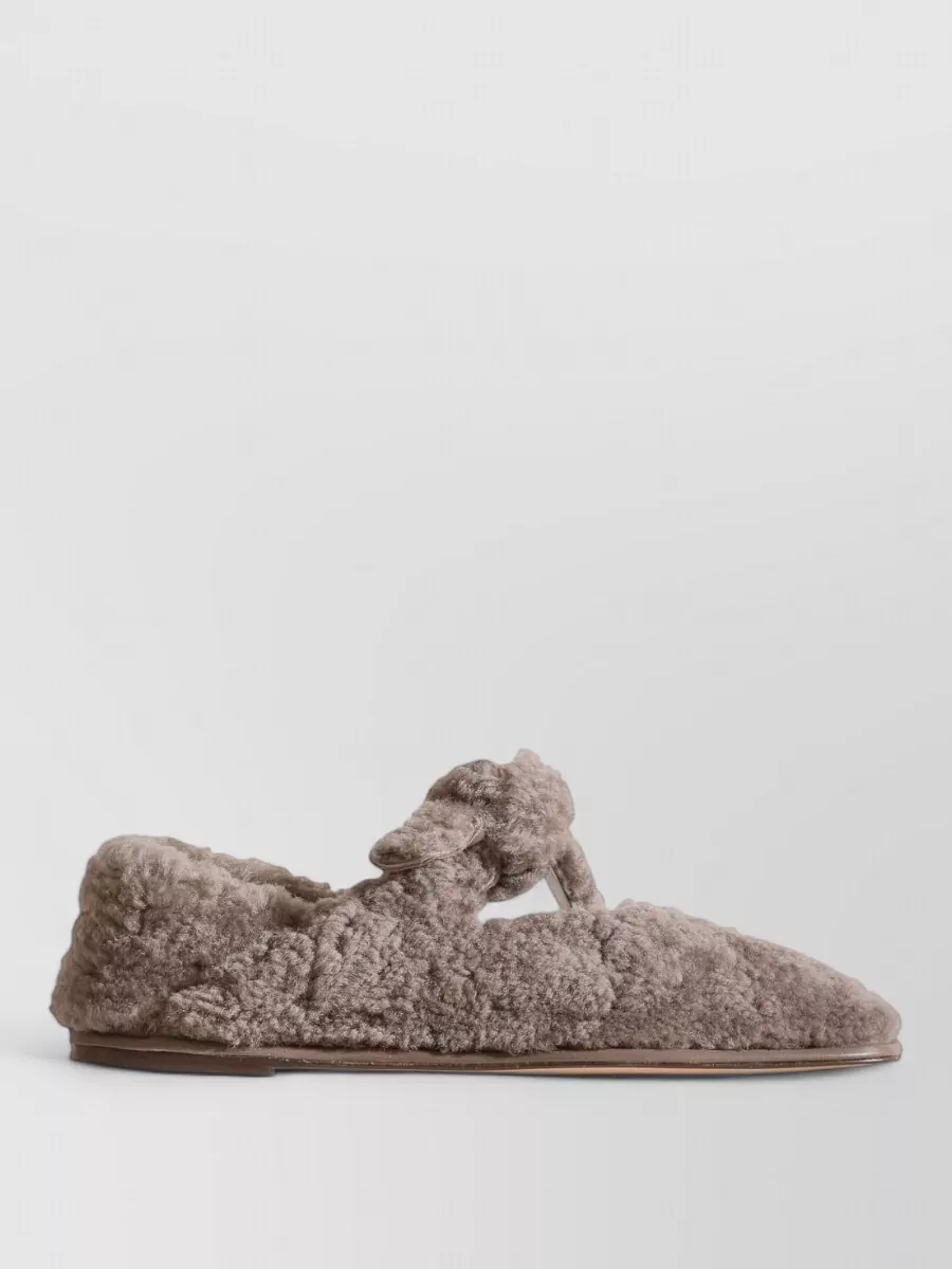 Hereu shearling knot detail ballerina flats
