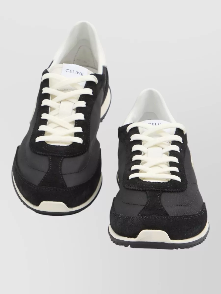Celine Leather Nylon Lace-Up Sneakers