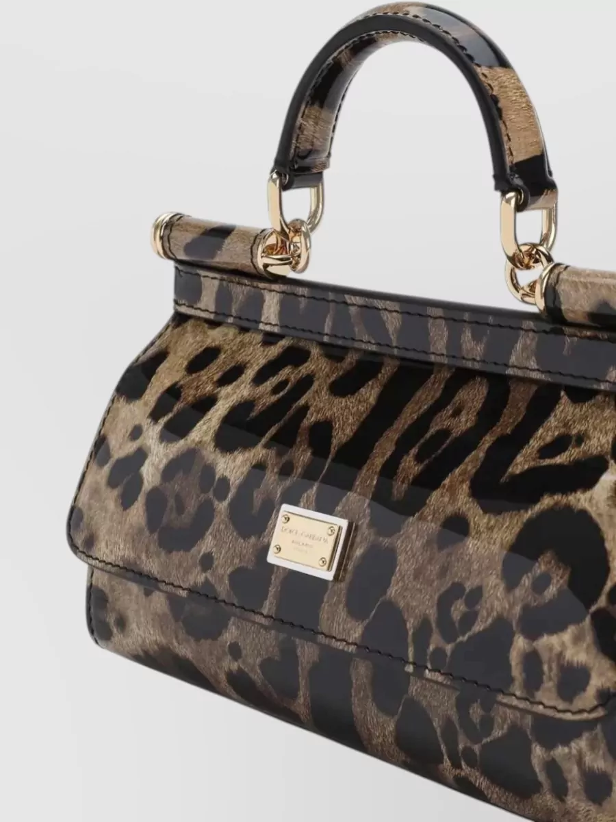 Dolce&Gabbana Sicily Mini Leather Leopard-Print Shoulder Bag