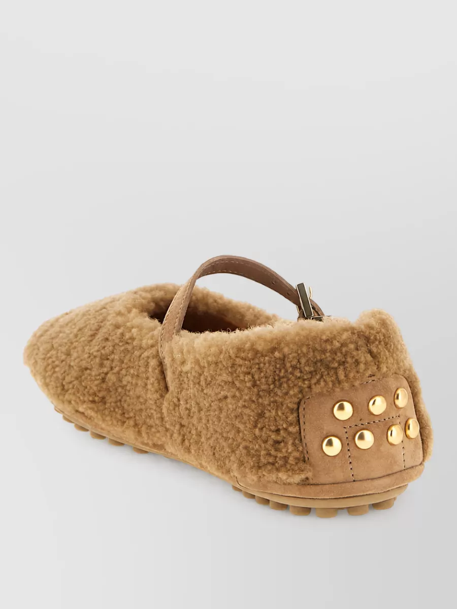 Tod's Shearling Mary Jane Slippers