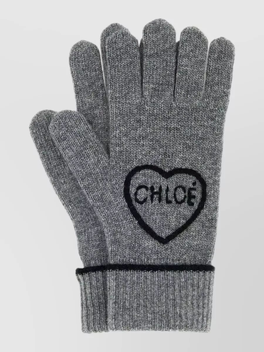 Chloé grey knit gloves