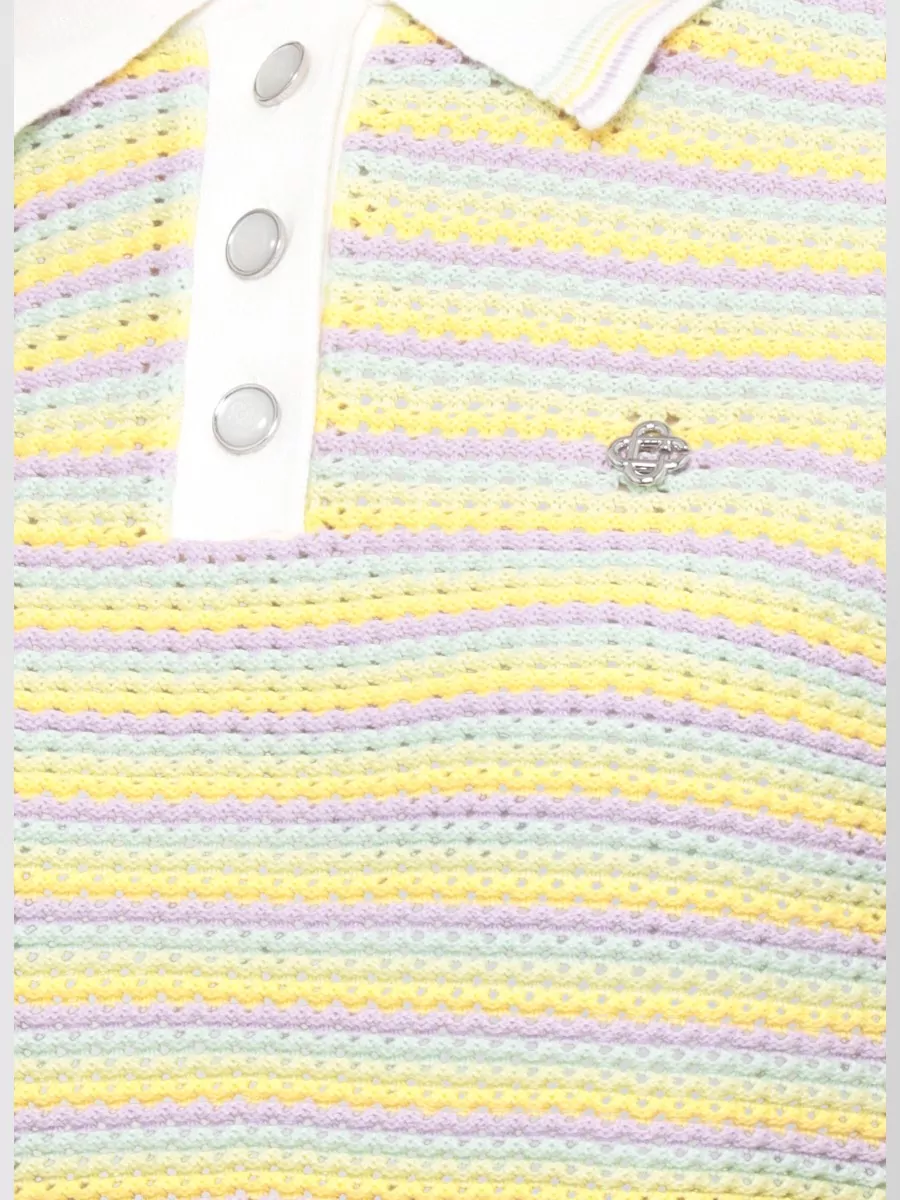 Casablanca Striped Cotton Short-Sleeve Polo Shirt