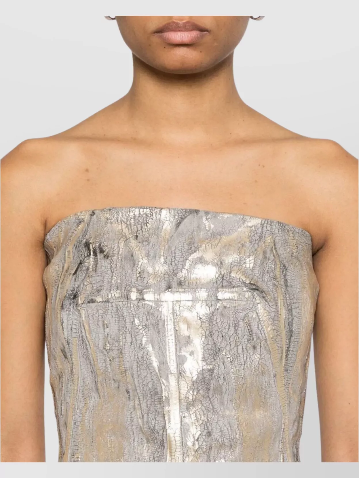 Rick Owens Denim Bustier Top Metallic Finish In Orange
