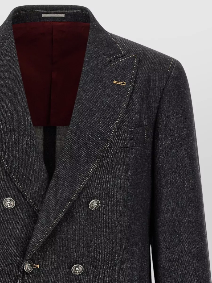 Brunello Cucinelli Denim Double-Breasted Blazer