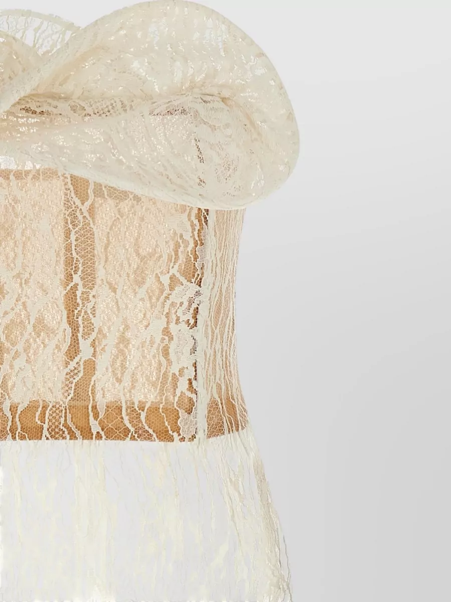 Magda Butrym Strapless Lace Midi Dress Sheer Scalloped Hem