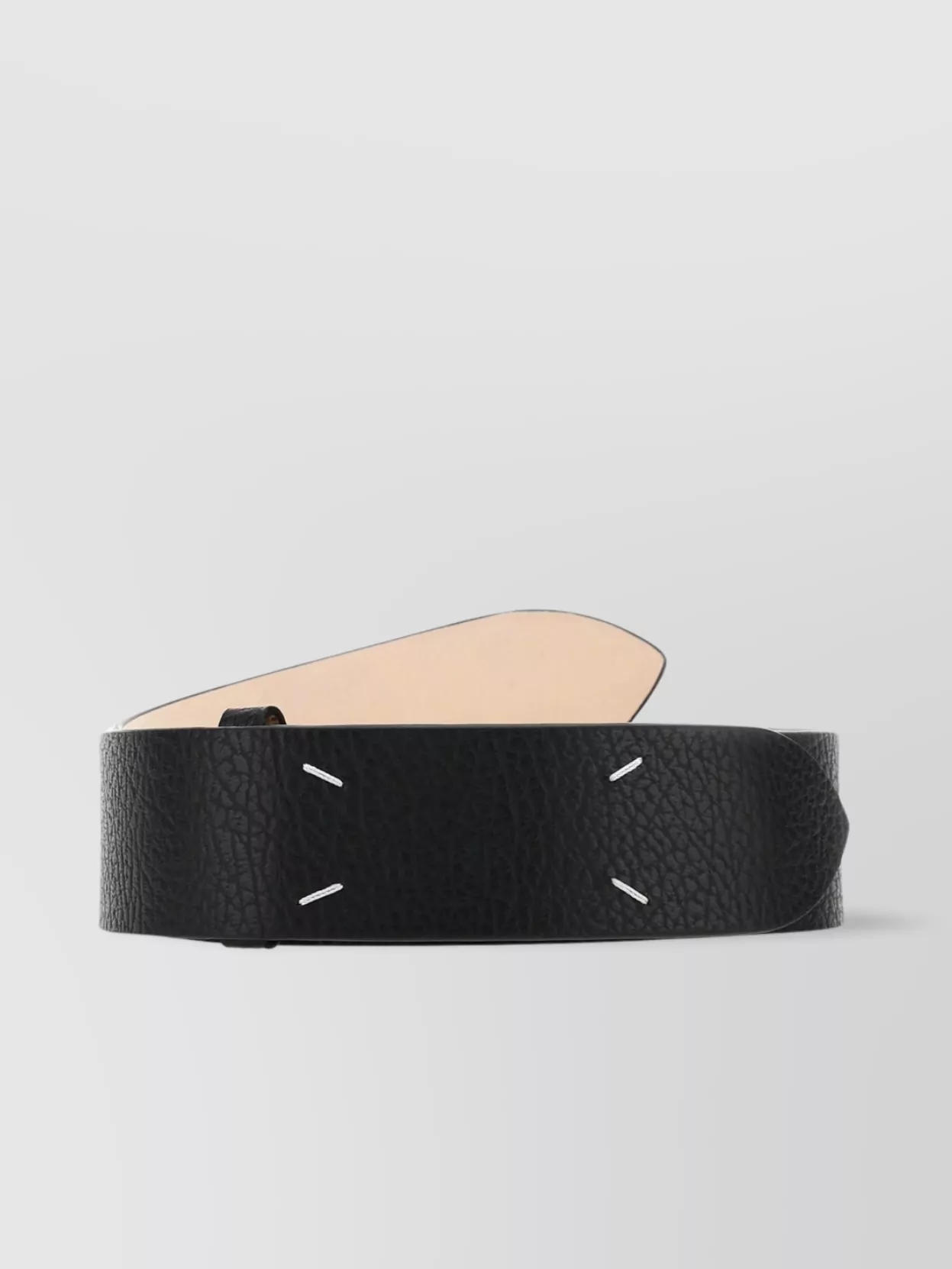 Shop Maison Margiela Leather Belt With Metallic Accents And Punched Holes