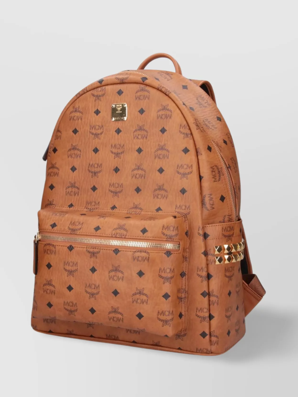 Mcm Studded Front Zip Backpack