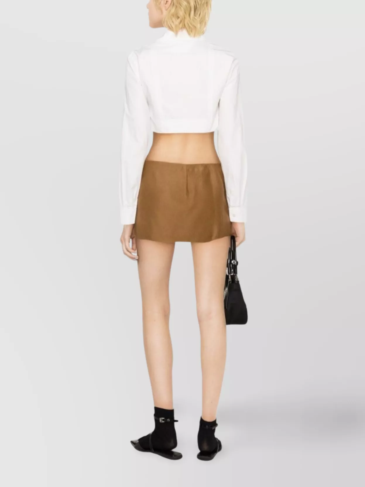 Prada Short Skirt Fringe Detail In Brown