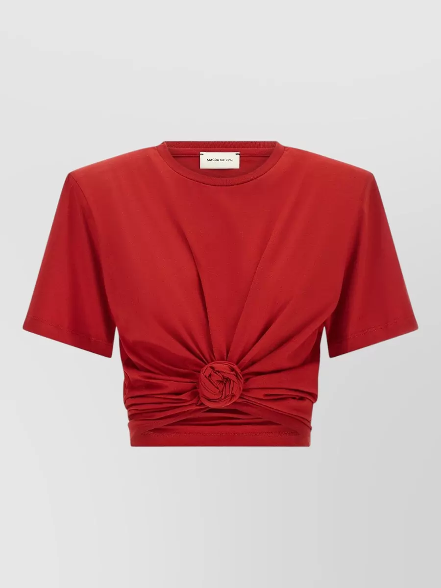 Magda Butrym Cotton cropped draped short-sleeve t-shirt
