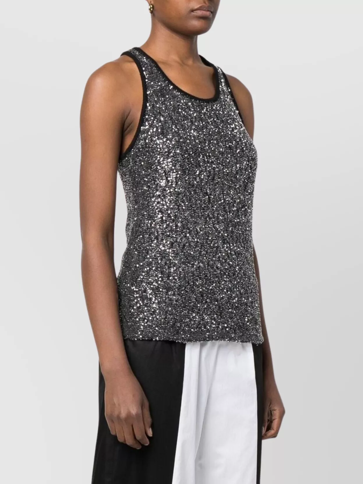 Shop Fabiana Filippi Sequin Embellished Knitted Racerback Tank Top
