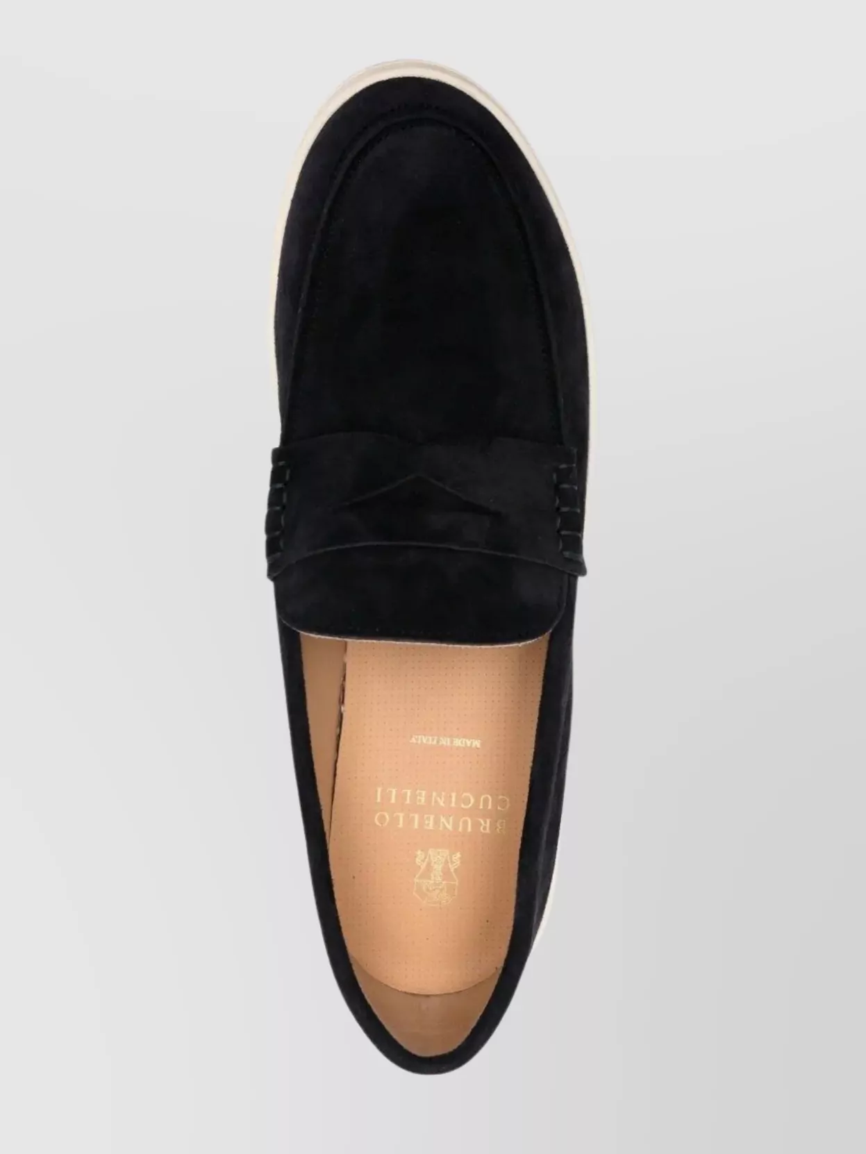 Brunello Cucinelli Suede Moccasin-style Sneakers With Diamond Cut Mask In Black