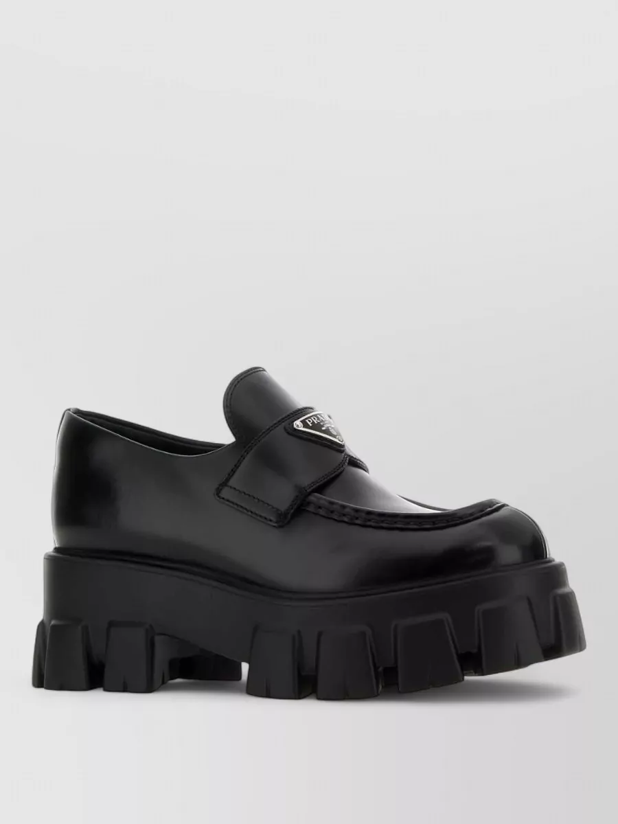 Prada leather monolith loafers