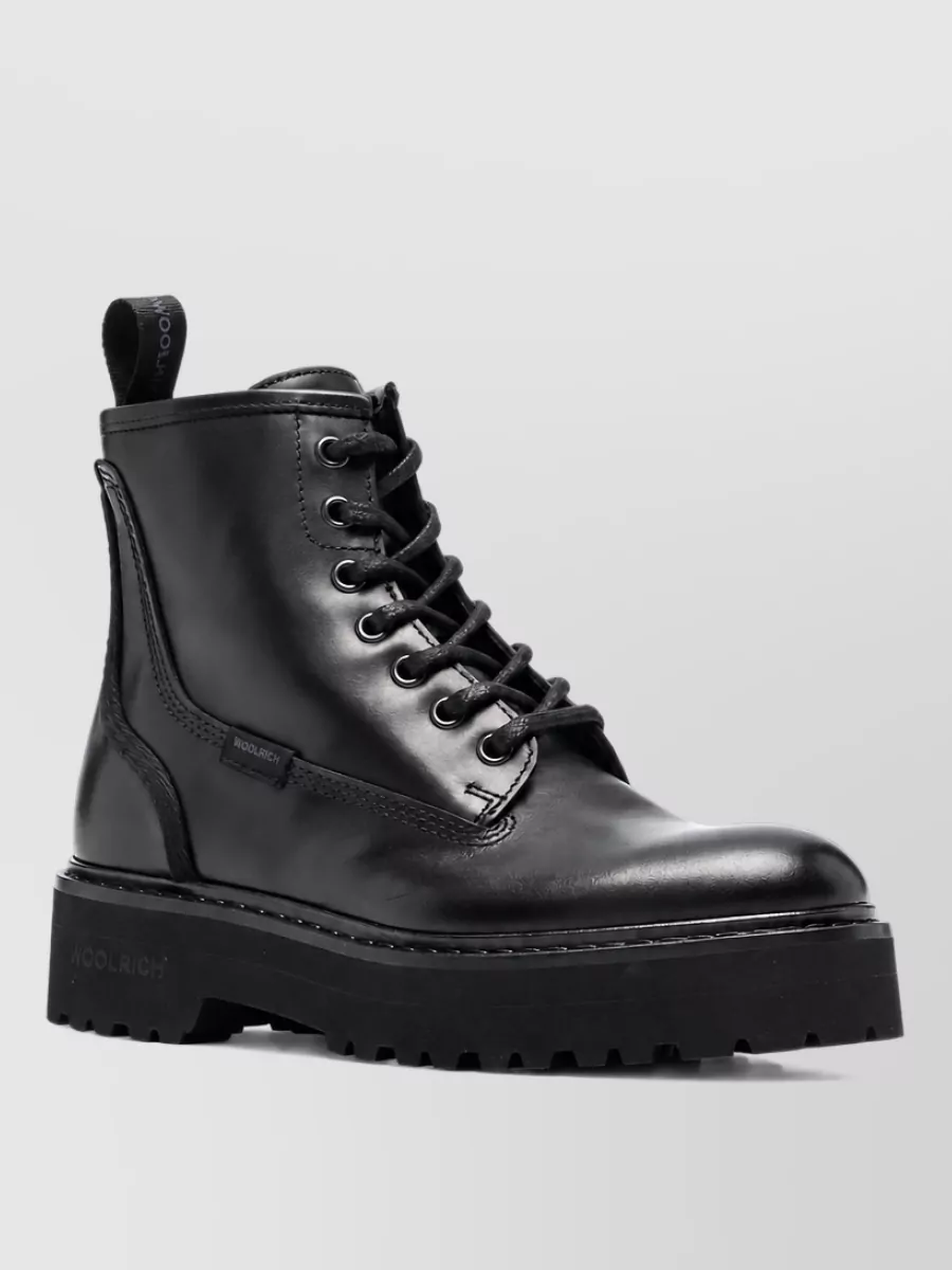Woolrich leather lace-up biker boots
