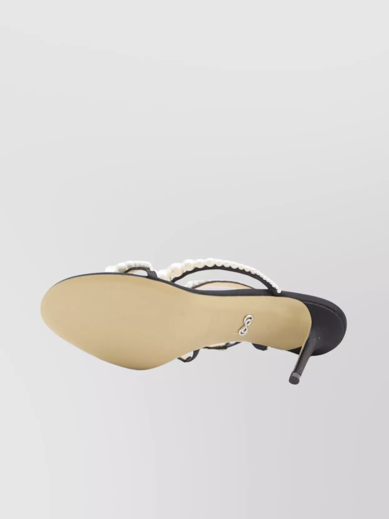 Mach & Mach Satin Pearl Embellished Strappy Sandals