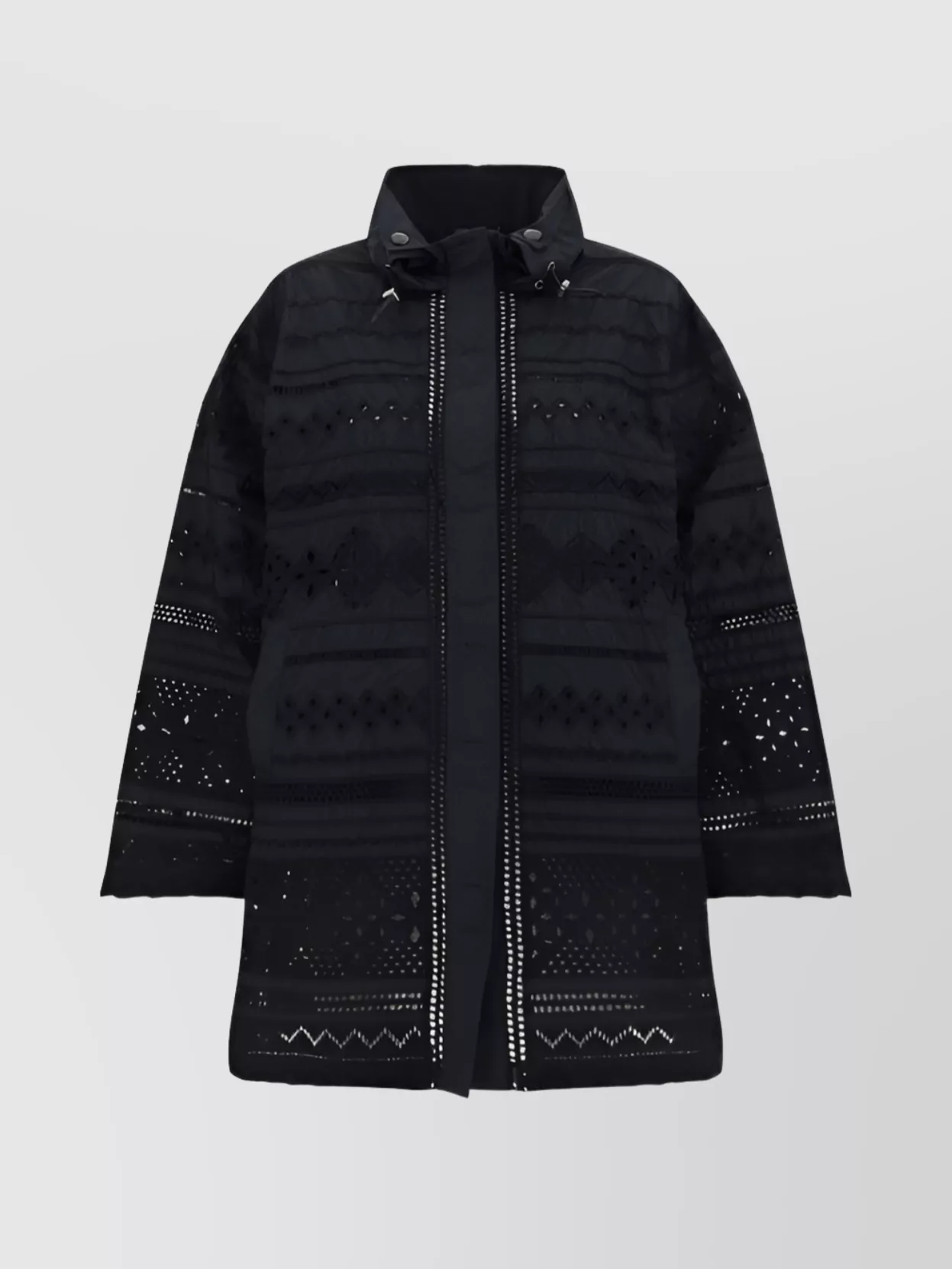 Ermanno Scervino Graphic Cut-out Hooded Quilted Jacket In Black