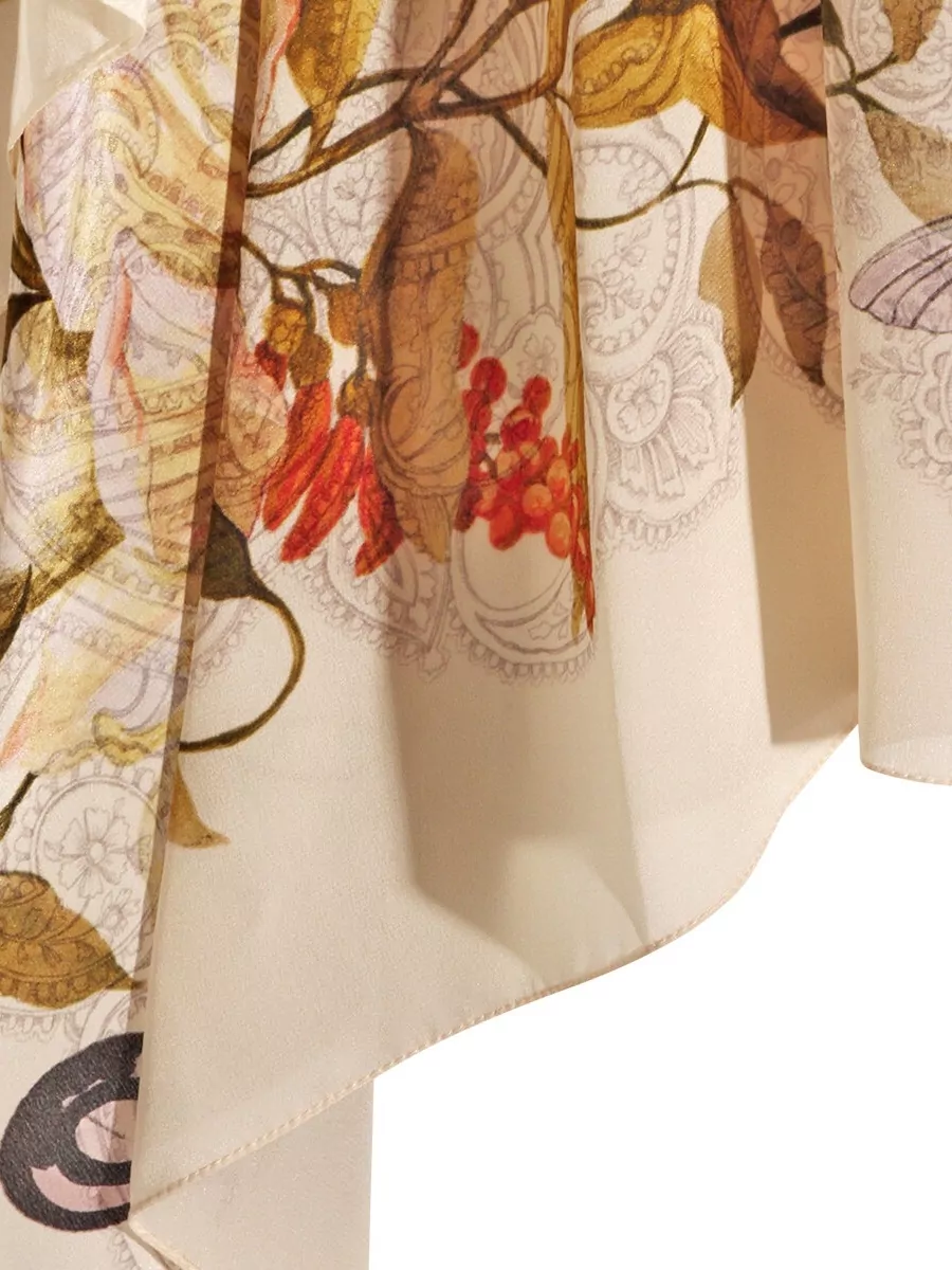 Etro Floral Sheer Top Draped Asymmetric Hem