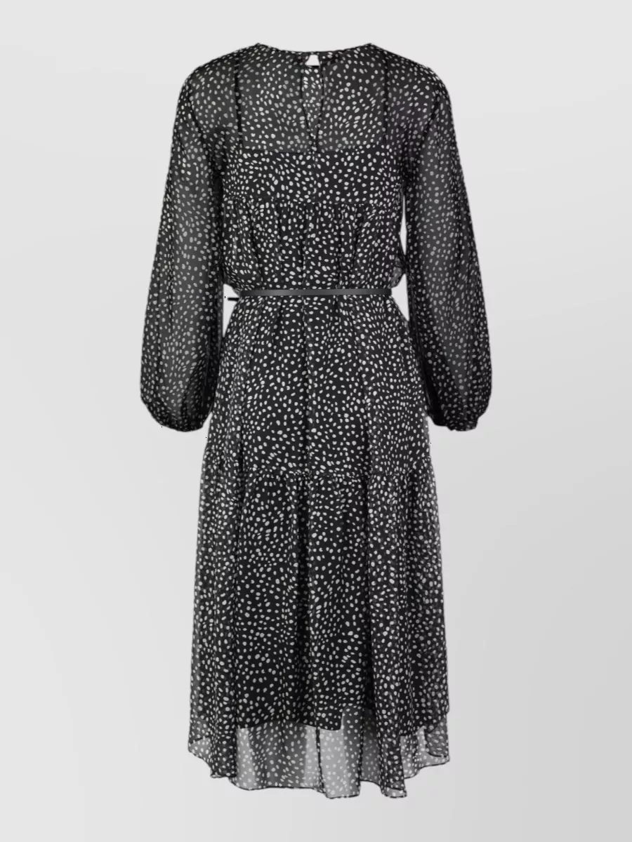 S Max Mara Silk Printed Long-Sleeve Midi Dress