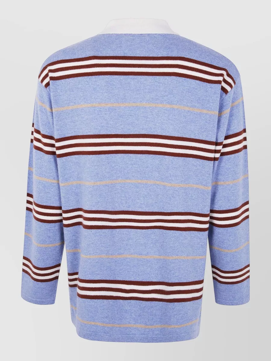 Guest In Residence Cashmere Striped Long-Sleeve Polo Sweater