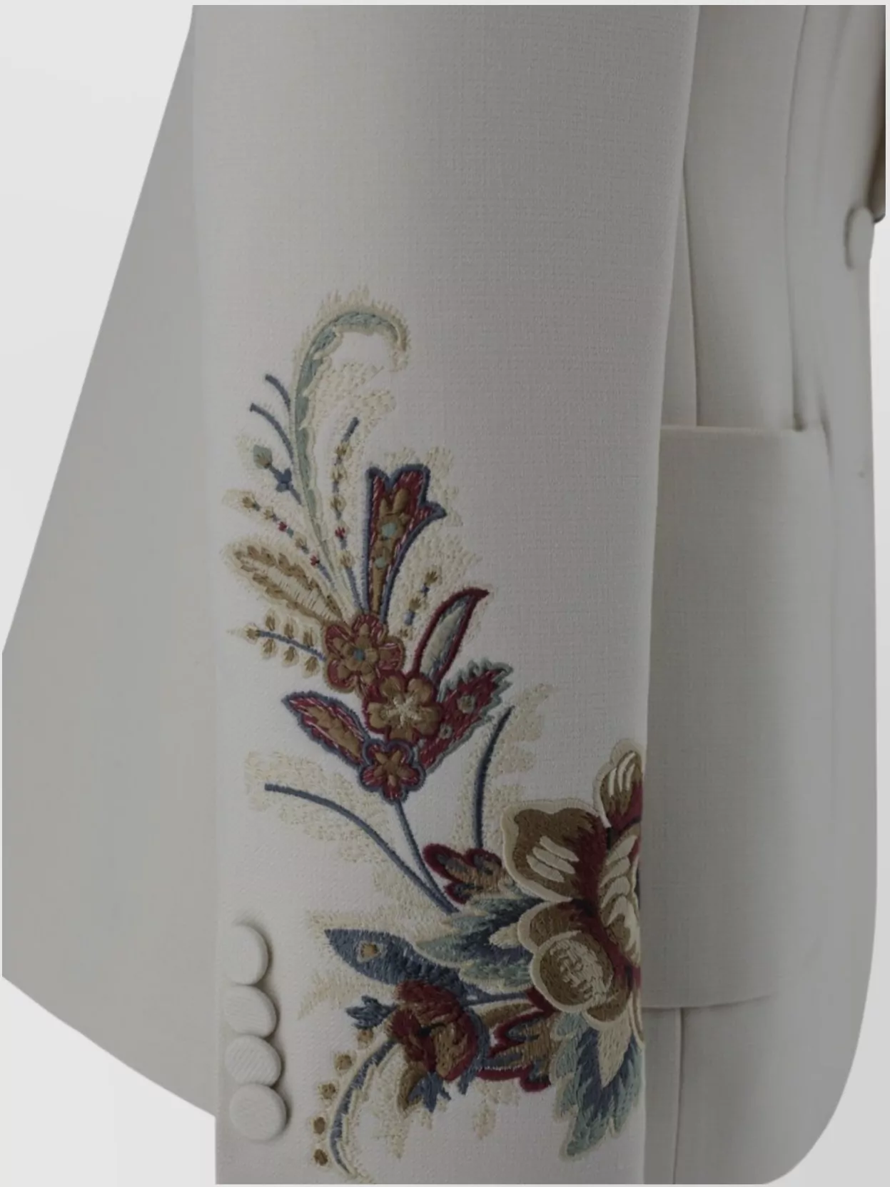 Etro Tailored Wool Blend Jacket With Floral Embroideries