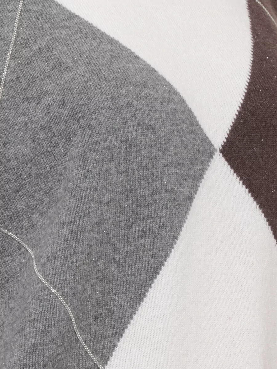Peserico Wool Silk Cashmere Geometric Knit Sweater