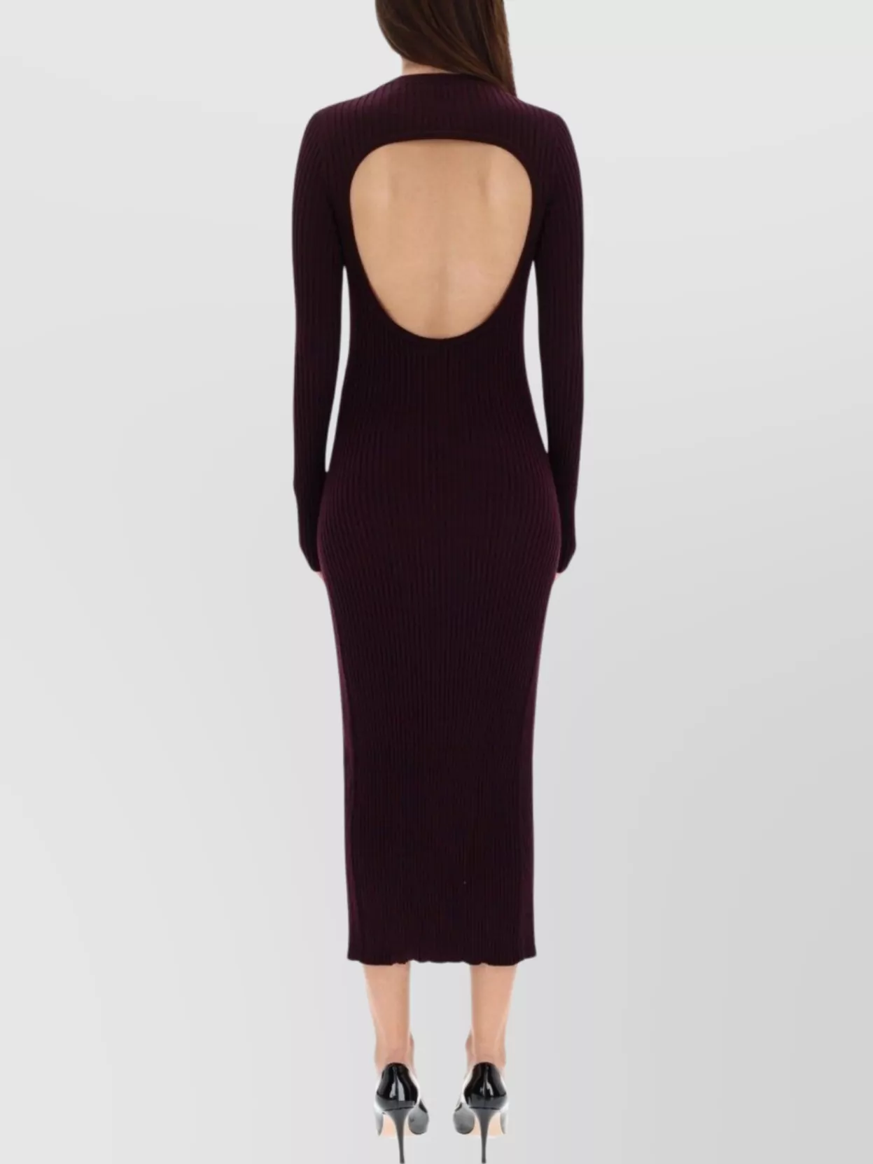 Helmut Lang Midi Dress With Long Sleeves And Open Back