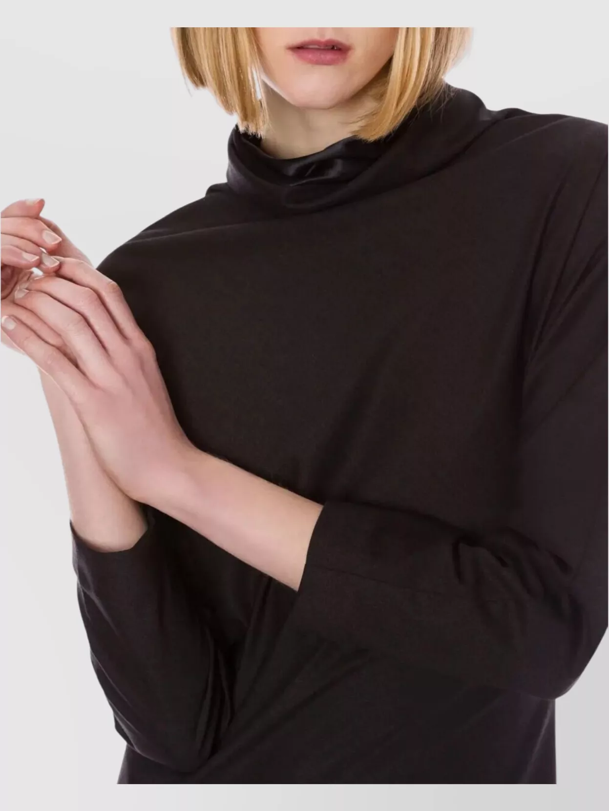Alberta Ferretti Slit Back Fitted High Neck Midi Dress In Black