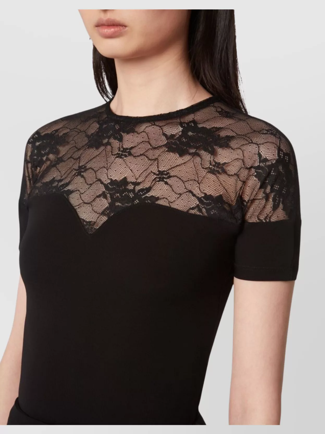 Nina Ricci Lace Panelled Crew Neck Top