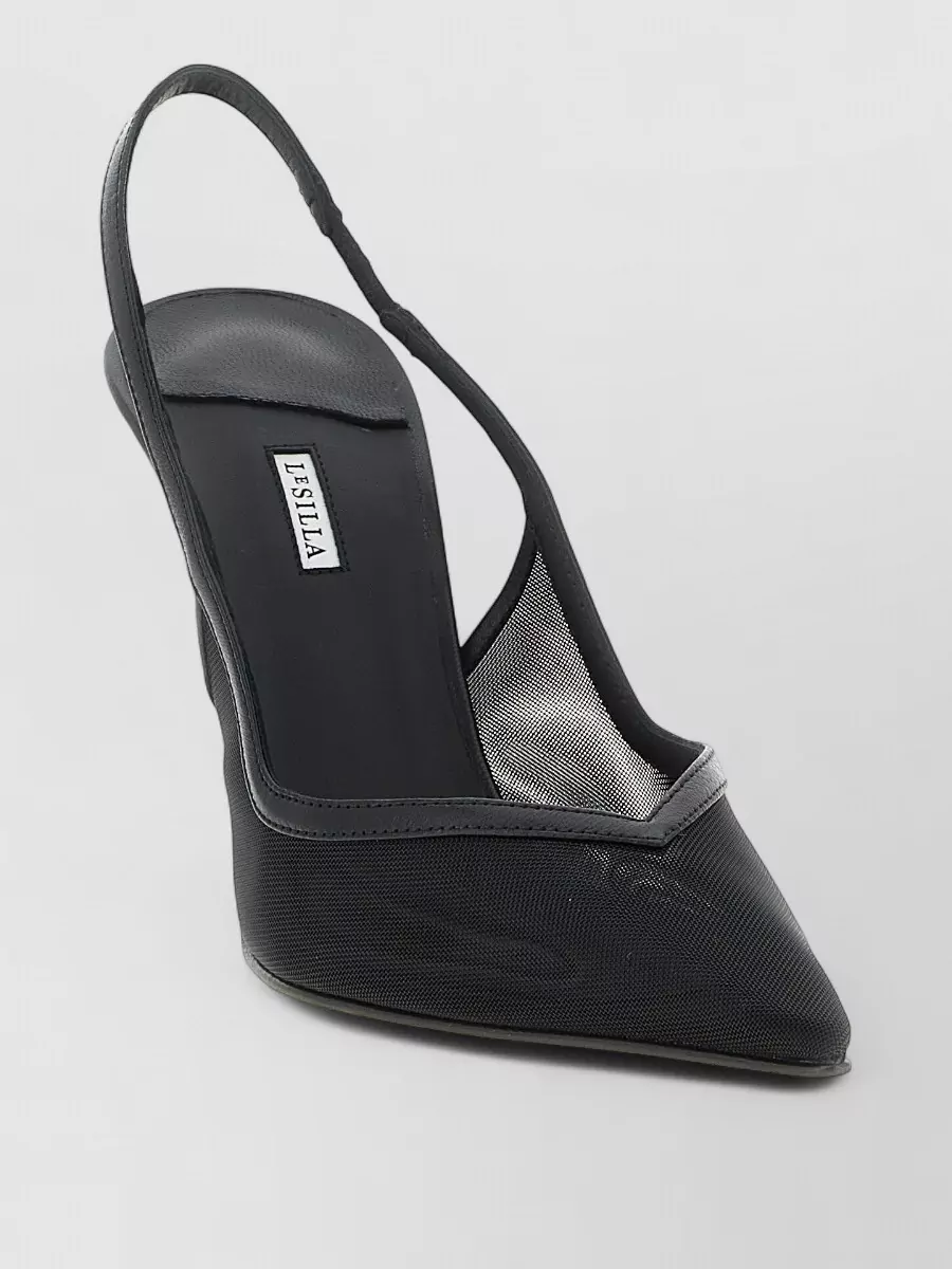 Le Silla Vivienne Mesh Slingback Pumps Pointed Toe In Black