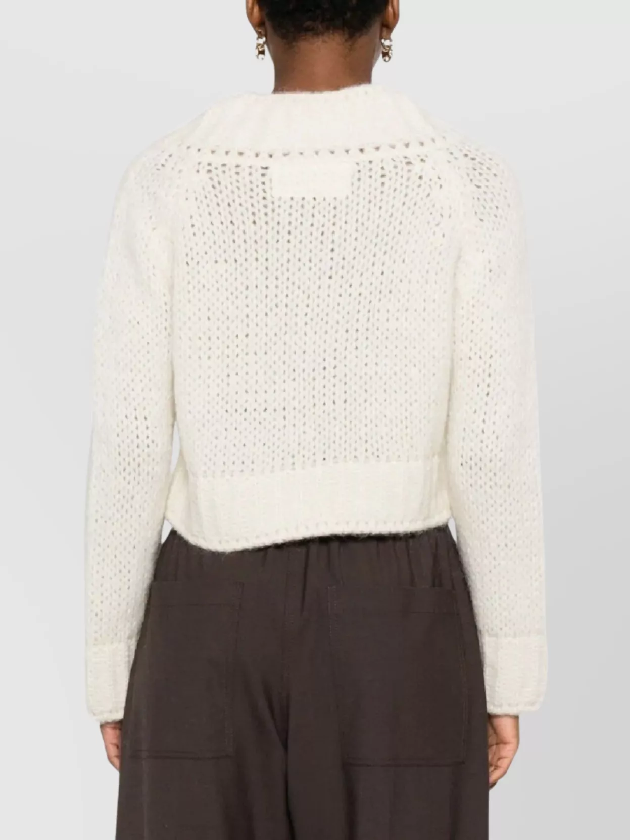 Ermanno Scervino Chunky Knit V Neck Long Sleeve Top