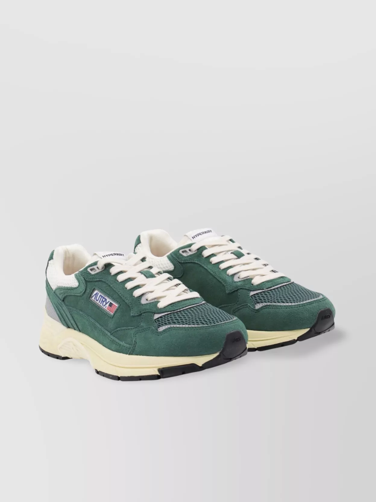 Autry Hyperway Low Malachite And Silver Mesh And Suede Sneakers In Green
