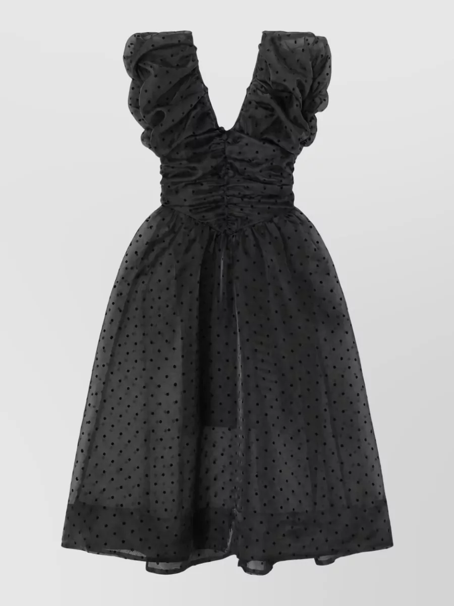 Ganni flocked organza midi dress