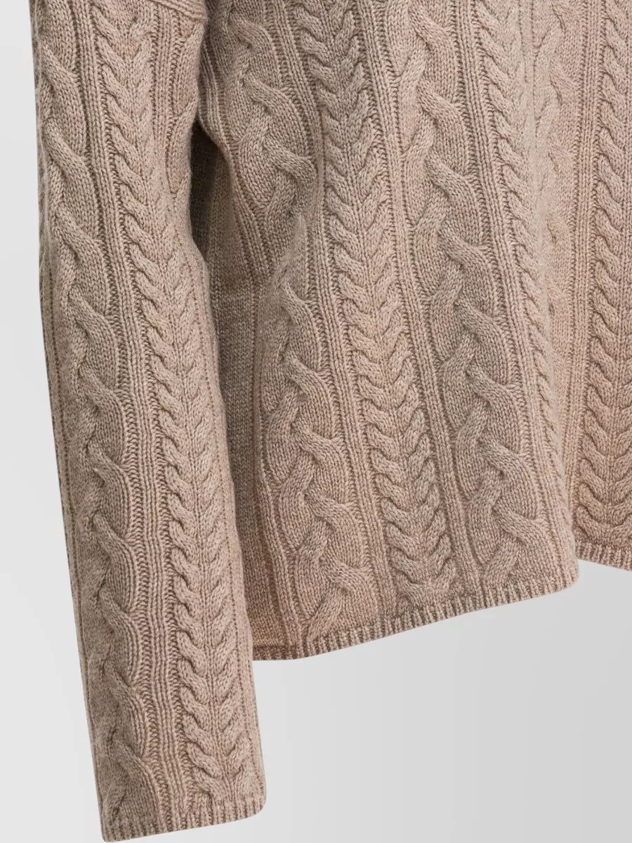 S Max Mara High Neck Cable Knit Long Sleeve Sweater
