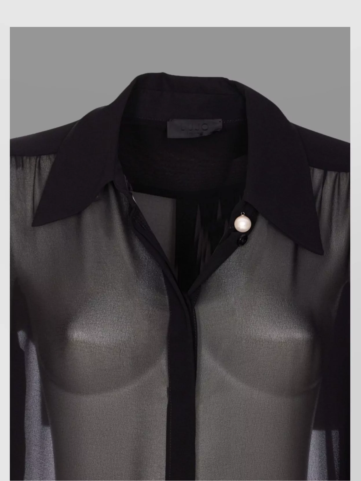 Liu •jo Sheer Fabric Top Jewel Button Cuffs In Black