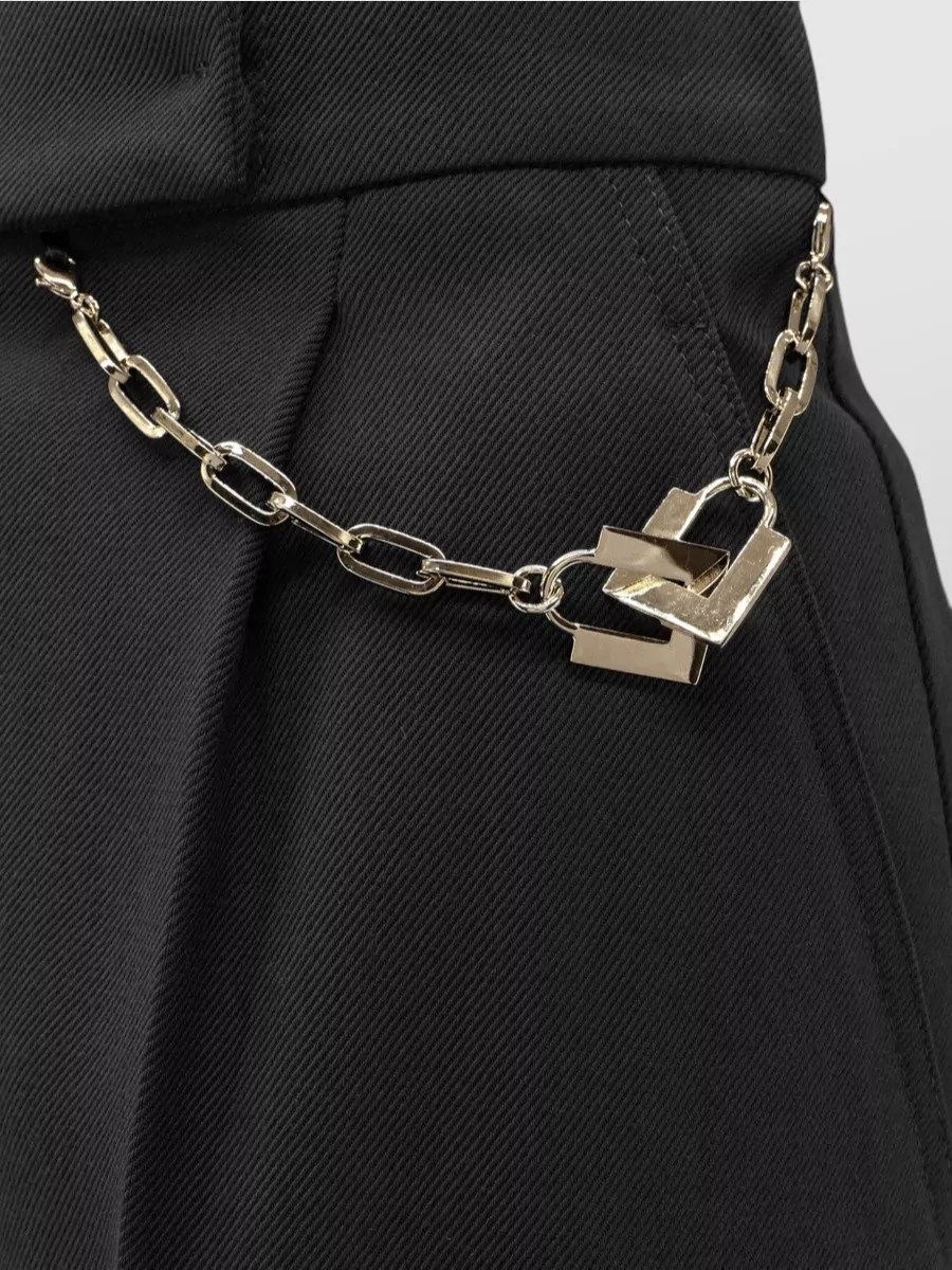 Elisabetta Franchi Tailored Bermuda Shorts Belt Loops Chain