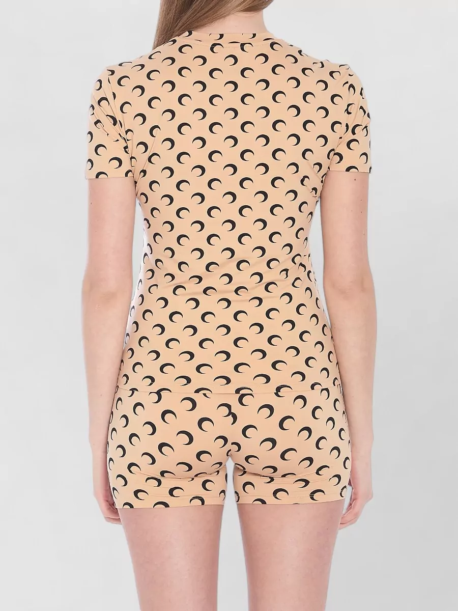 Marine Serre Printed Jersey Short-Sleeve Top
