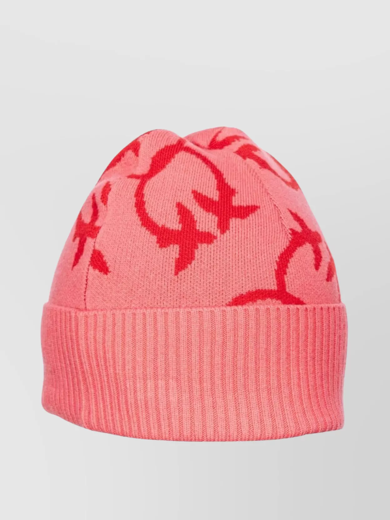 Shop Pinko Bold Jacquard Knit Hat With Ribbed Cuff