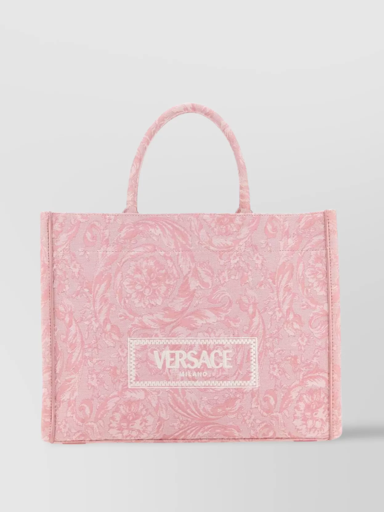 Shop Versace Canvas Athena Barocco Shopping Bag With Embroidery