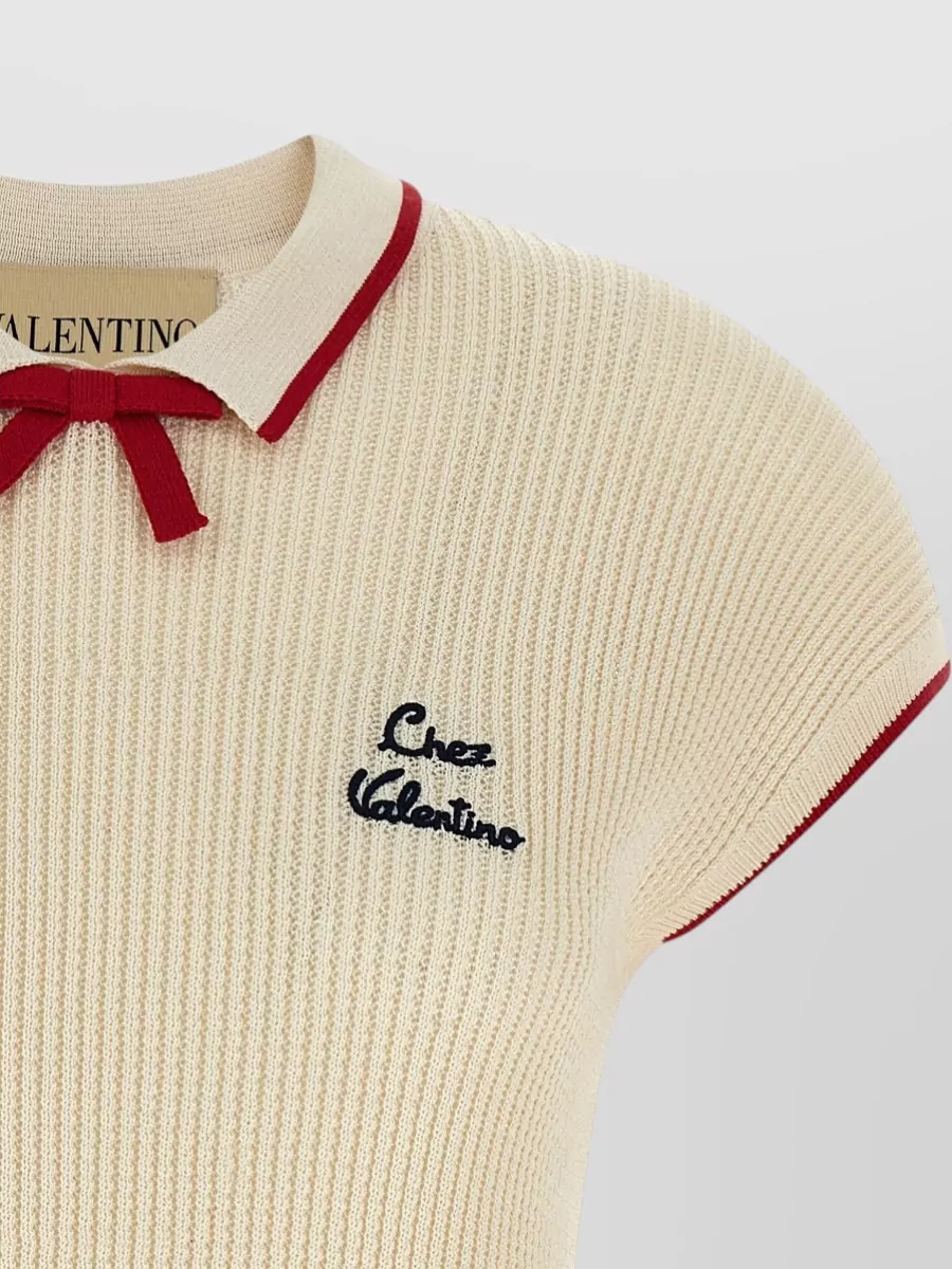 Valentino Garavani Chez Valentino Knit Top Bow Collar