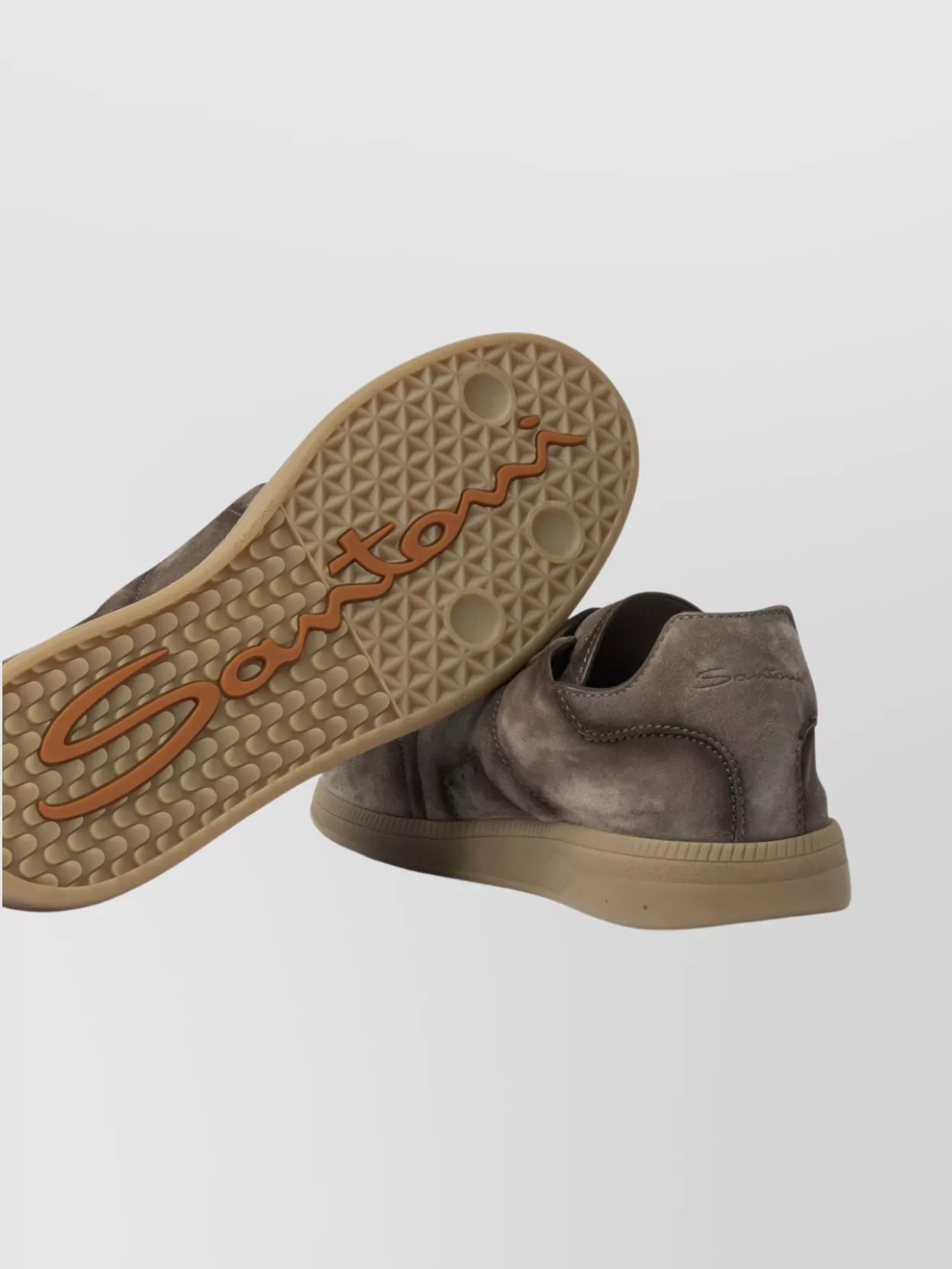 Santoni Suede Round Toe Sneakers With Rubber Sole