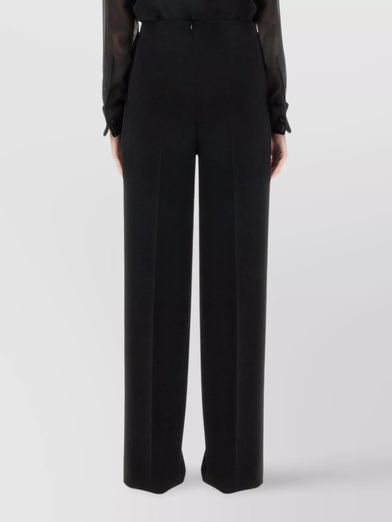 Max Mara High Waist Pleated Wide Leg Trousers With Buttons In Black
