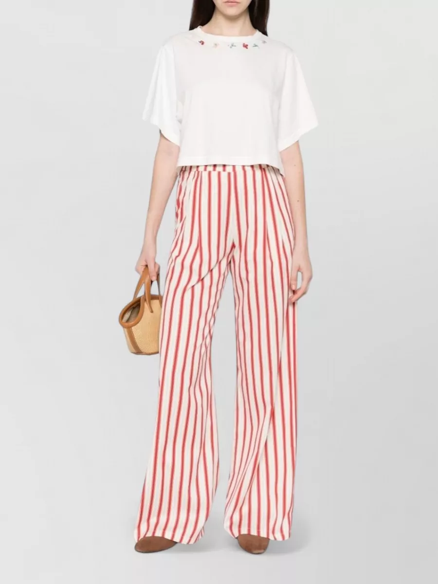 Forte Forte Silk Wide-Leg Striped Trousers