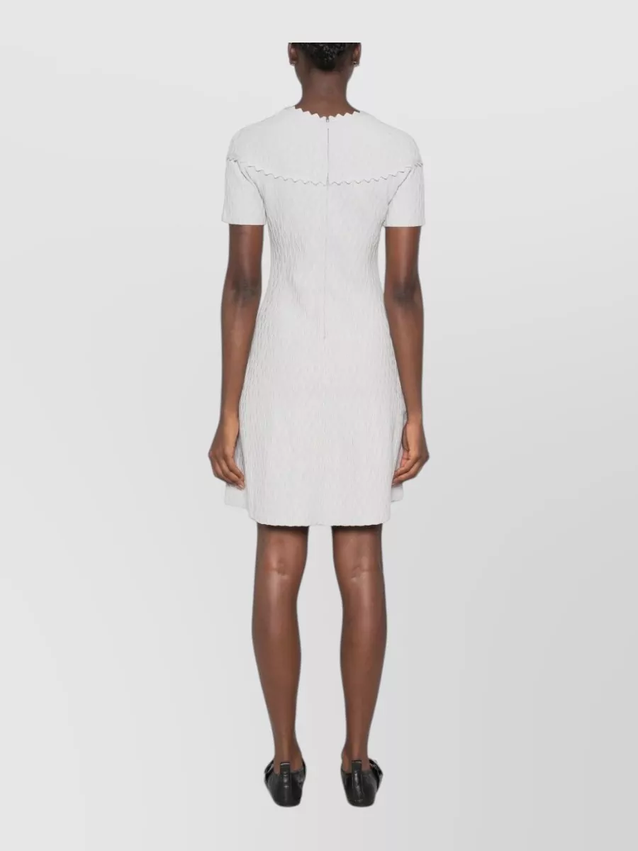Emporio Armani Textured Scalloped-Trim A-Line Mini Dress