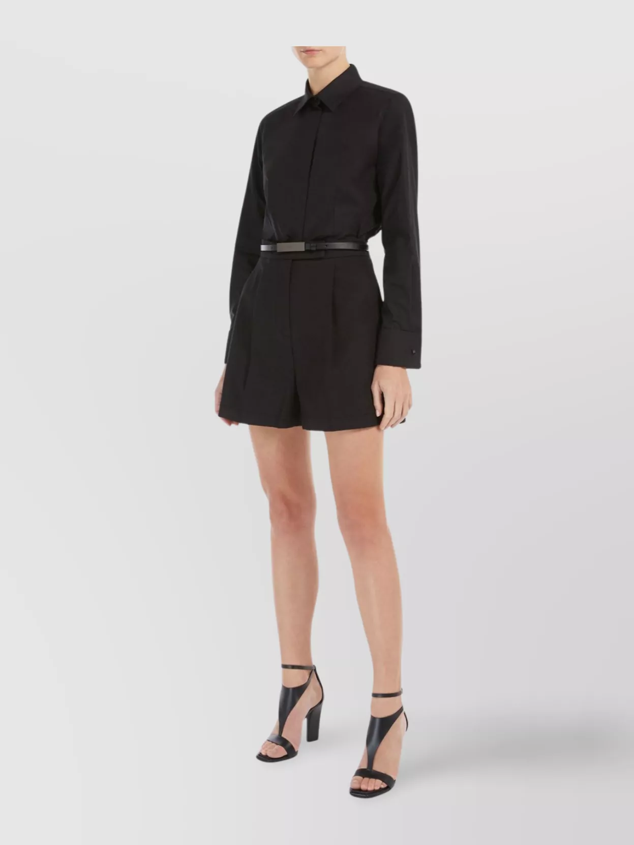 Max Mara Pointed Collar Cropped Shirt With Customised Cufflink Buttons
