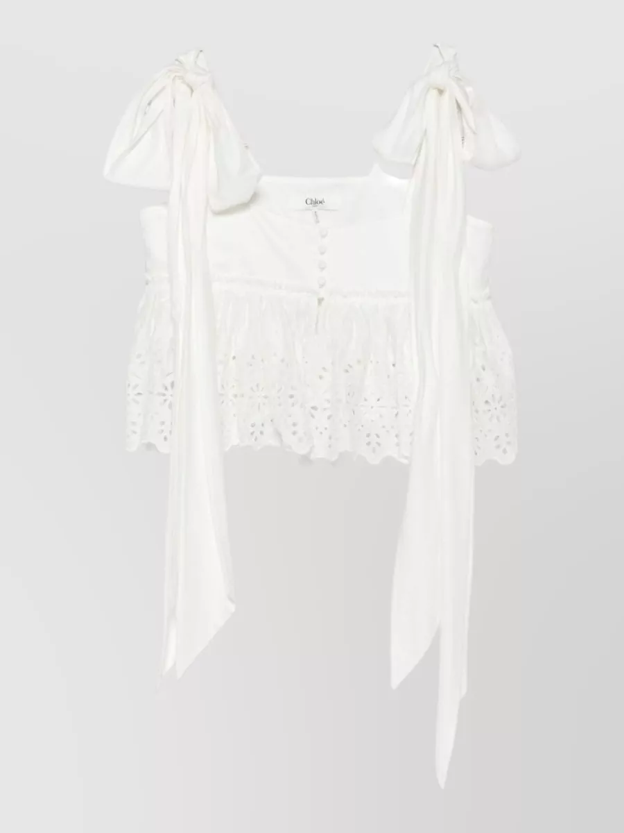 Chloé cotton broderie anglaise sleeveless cropped top