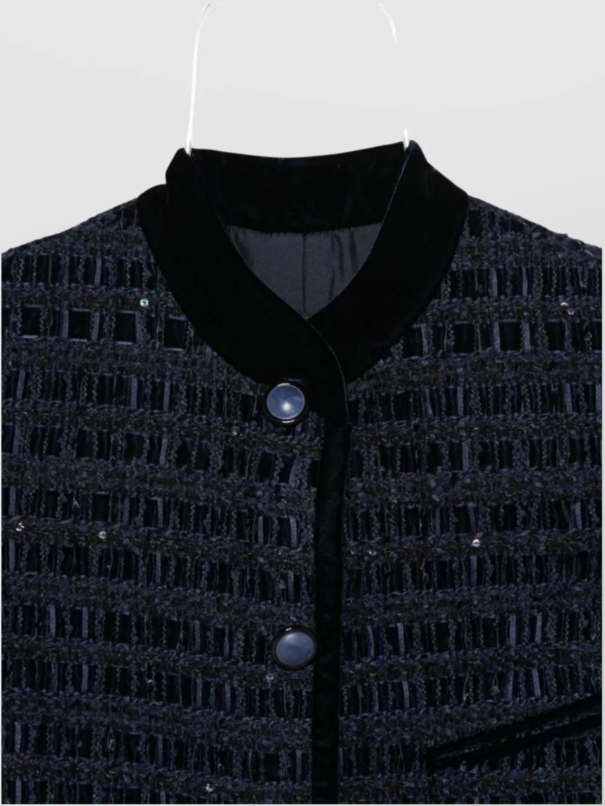 Emporio Armani Textured Blazer With Front Pocket And Velvet Collar