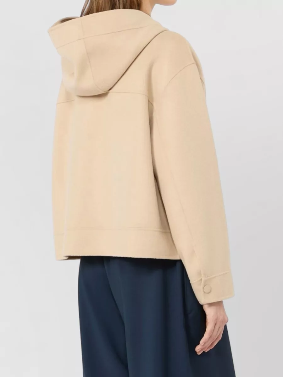 Weekend Max Mara Wool Hooded Cropped Single Breasted Coat